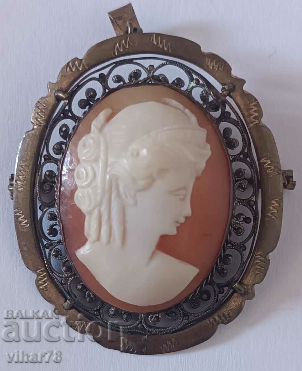 Old beautiful cameo brooch - 5