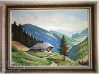 Oil painting - landscape, mountain hut