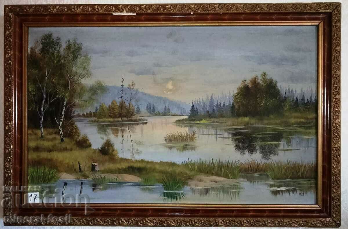 Oil painting - river landscape, river,