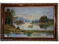 Oil painting - river landscape, river,