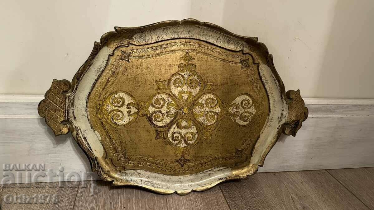 Italian Florentine tray, wood, Baroque–1950