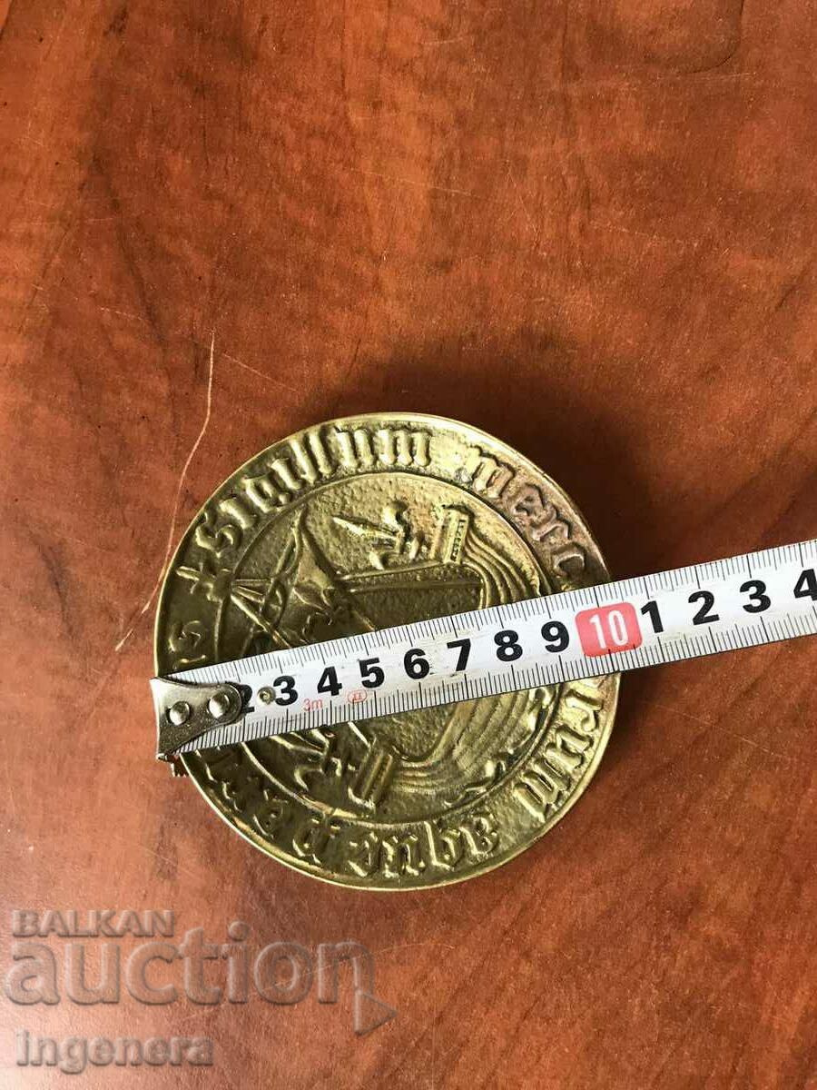 BRONZE BAR RELIEF SEAL OF THE WATER MERCHANTS FROM 1412 with price 120.00 BGN | € 61.36