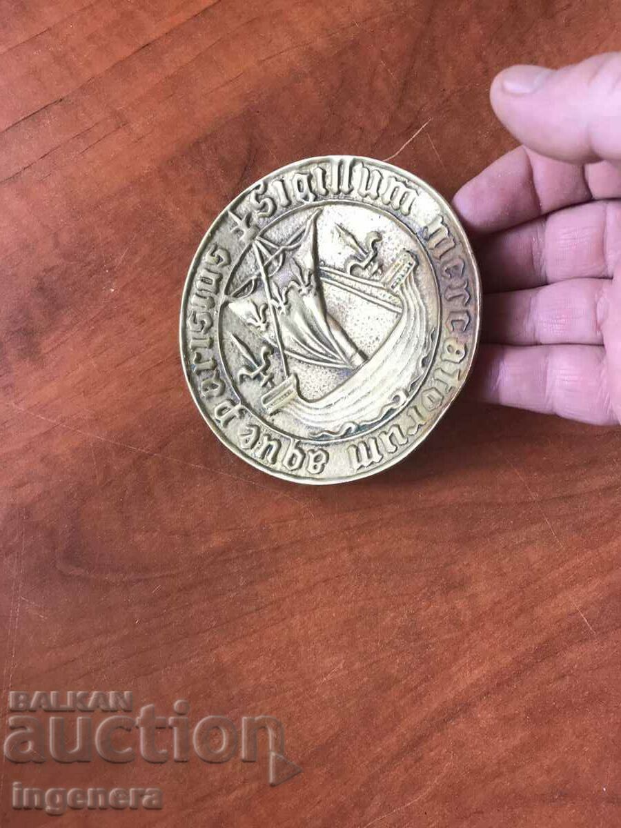 Auction  BRONZE BAR RELIEF SEAL OF THE WATER MERCHANTS FROM 1412