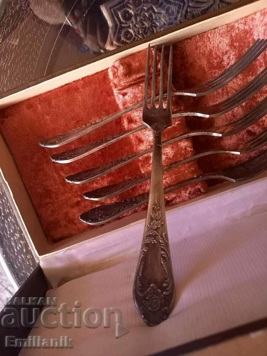 Antique Deep Silver Plated Melchior Fork Set