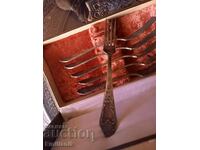 Set furculiță Melchior antic placat cu argint adânc