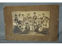 Стара Снимка твърд картон Юнак униформа деца с народни носии