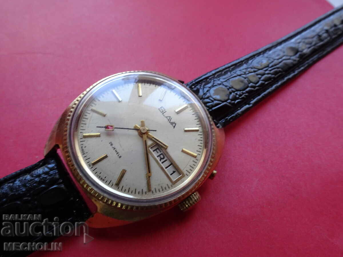 Russian GOLD WATCH GLORY 26 STONE