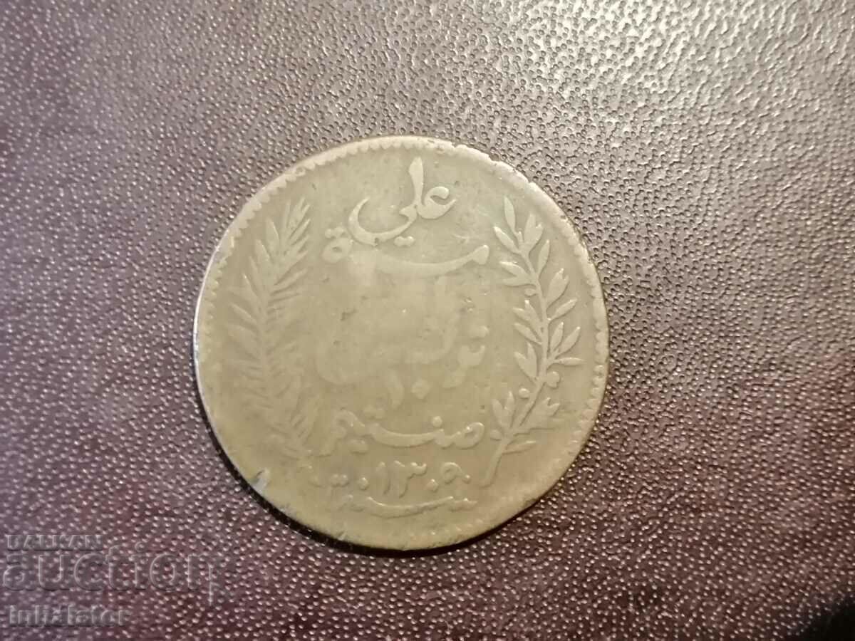 1892 год Тунис 10 сантима