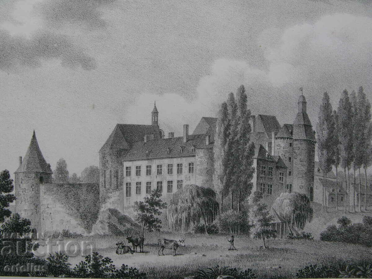 old engraving 19th century lithograph Belgium