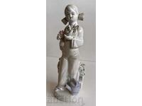GIRL WITH BIRD CHICKEN PERFECT PORCELAIN FIGURE STATUETTE