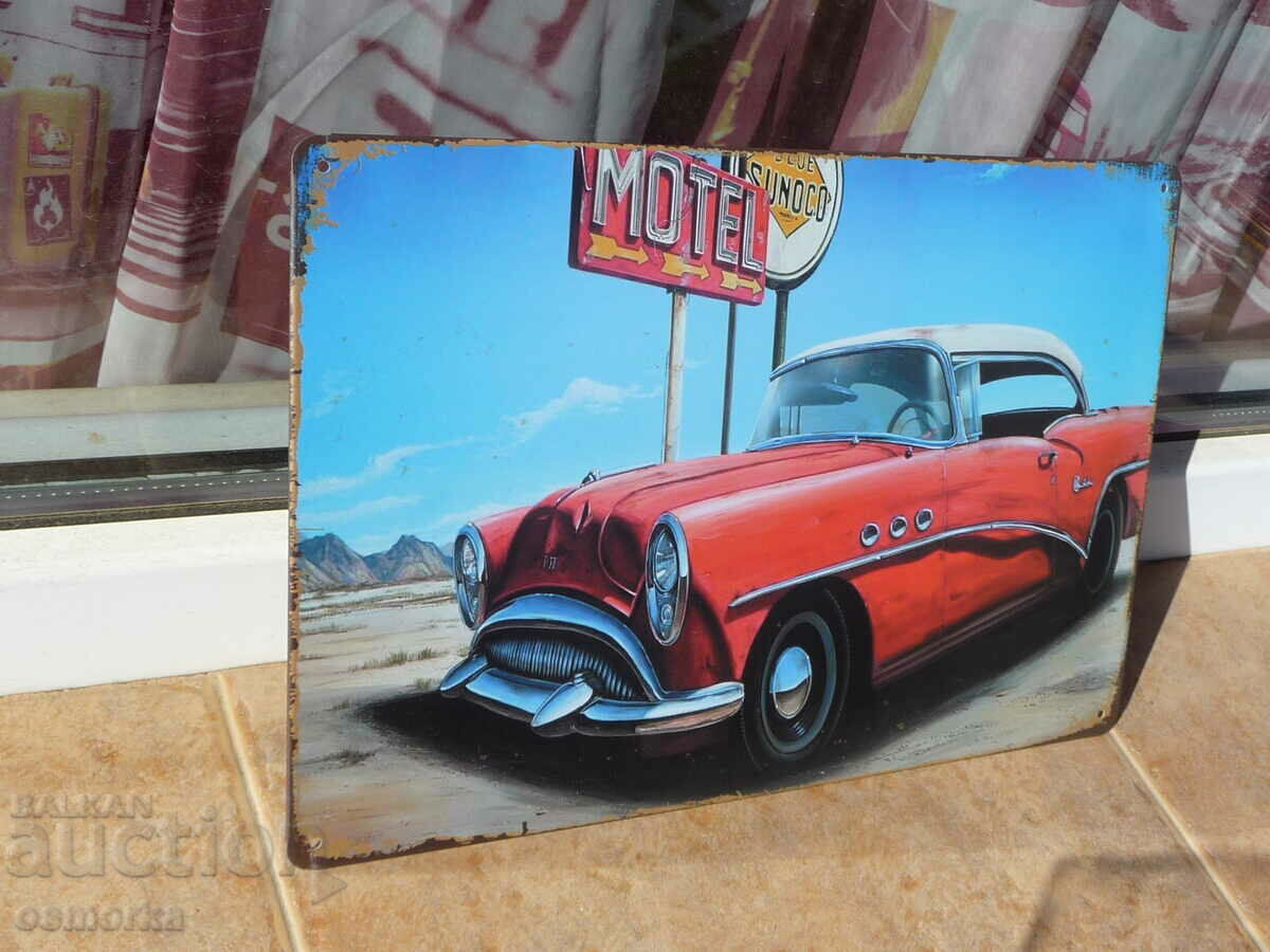 Metal sign car retro automobile motel arrow desert Boo with price 18.00 BGN | € 9.20 Metal sign car retro automobile motel arrow desert Boo with price 18.00 BGN | € 9.20