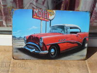 Metal sign car retro automobile motel arrow desert Boo