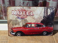 Metal sign car retro model old motel american bridge