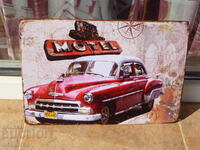 Метална табела кола ретро модел стара Мотел американска Куба