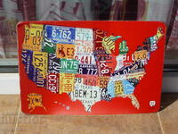 Metal license plate of cars from the United States American map US