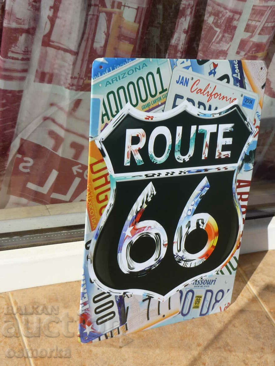 Metal plate car Route 66 road highway number America with price 18.00 BGN | € 9.20 Metal plate car Route 66 road highway number America with price 18.00 BGN | € 9.20