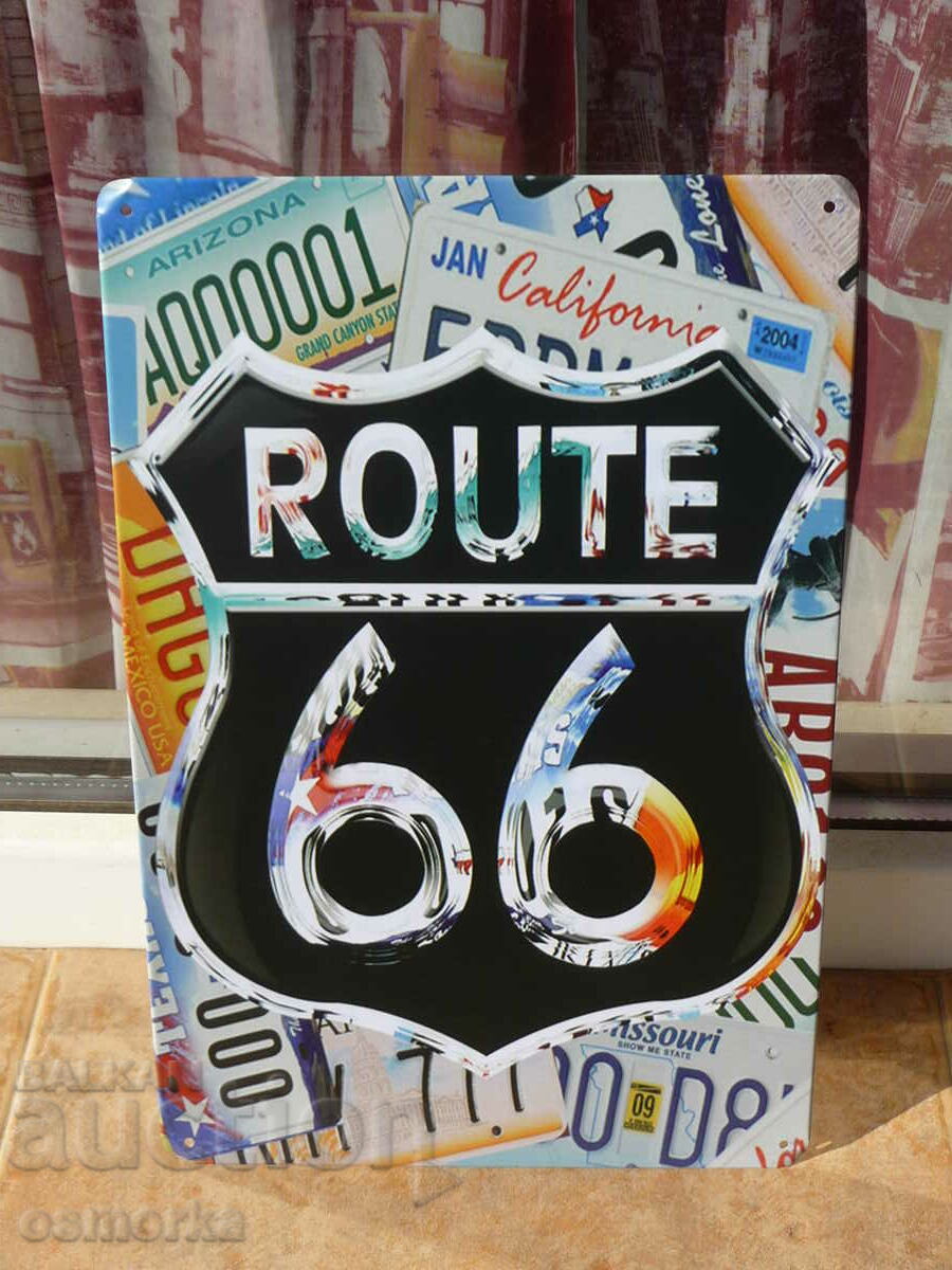 Μεταλλική πλάκα αυτοκίνητο Route 66 οδικός αυτοκινητόδρομος αριθμός Αμερικής