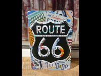 Metal plate car Route 66 road highway number America