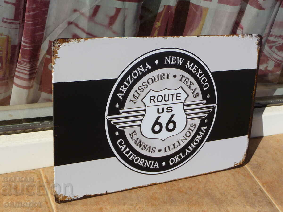 Metal sign car Route 66 road Arizona Oklahoma California with price 18.00 BGN | € 9.20 Metal sign car Route 66 road Arizona Oklahoma California with price 18.00 BGN | € 9.20