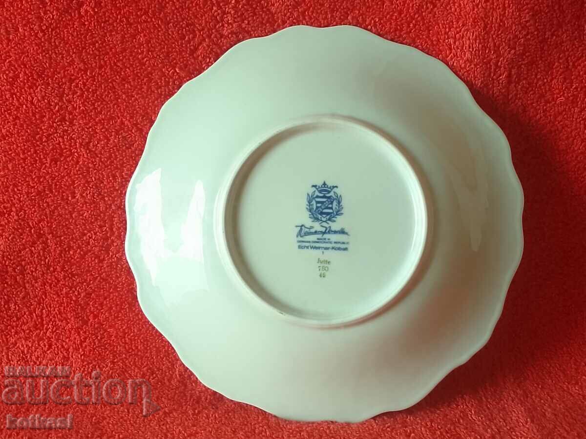 Old porcelain plate WEIMAR GDR Germany Cobalt gilt - 6 Old porcelain plate WEIMAR GDR Germany Cobalt gilt - 6