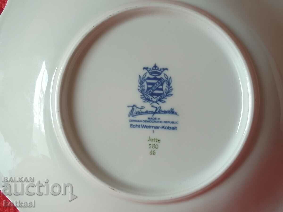Old porcelain plate WEIMAR GDR Germany Cobalt gilt - 7 Old porcelain plate WEIMAR GDR Germany Cobalt gilt - 7