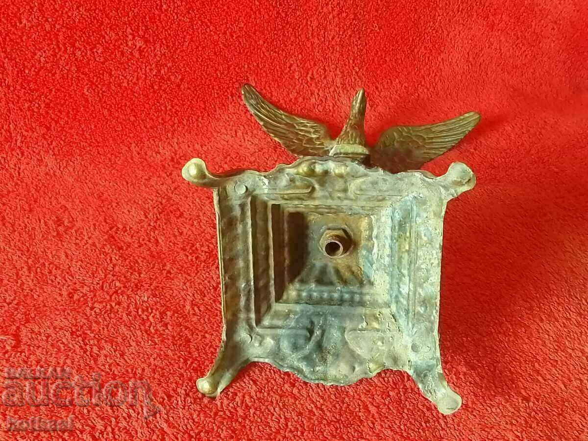 Old metal bronze brass figure Eagle pedestal - 7 Old metal bronze brass figure Eagle pedestal - 7