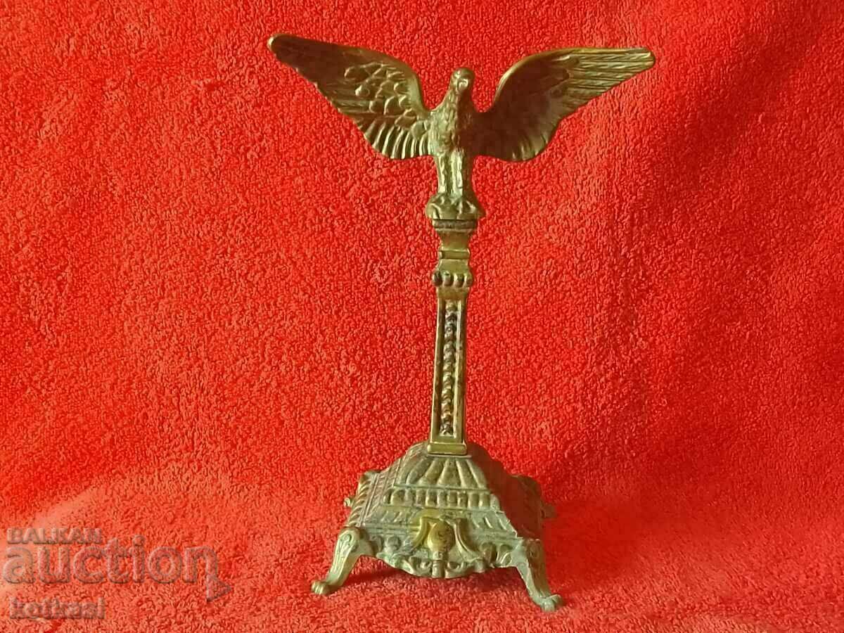 Old metal bronze brass figure Eagle pedestal