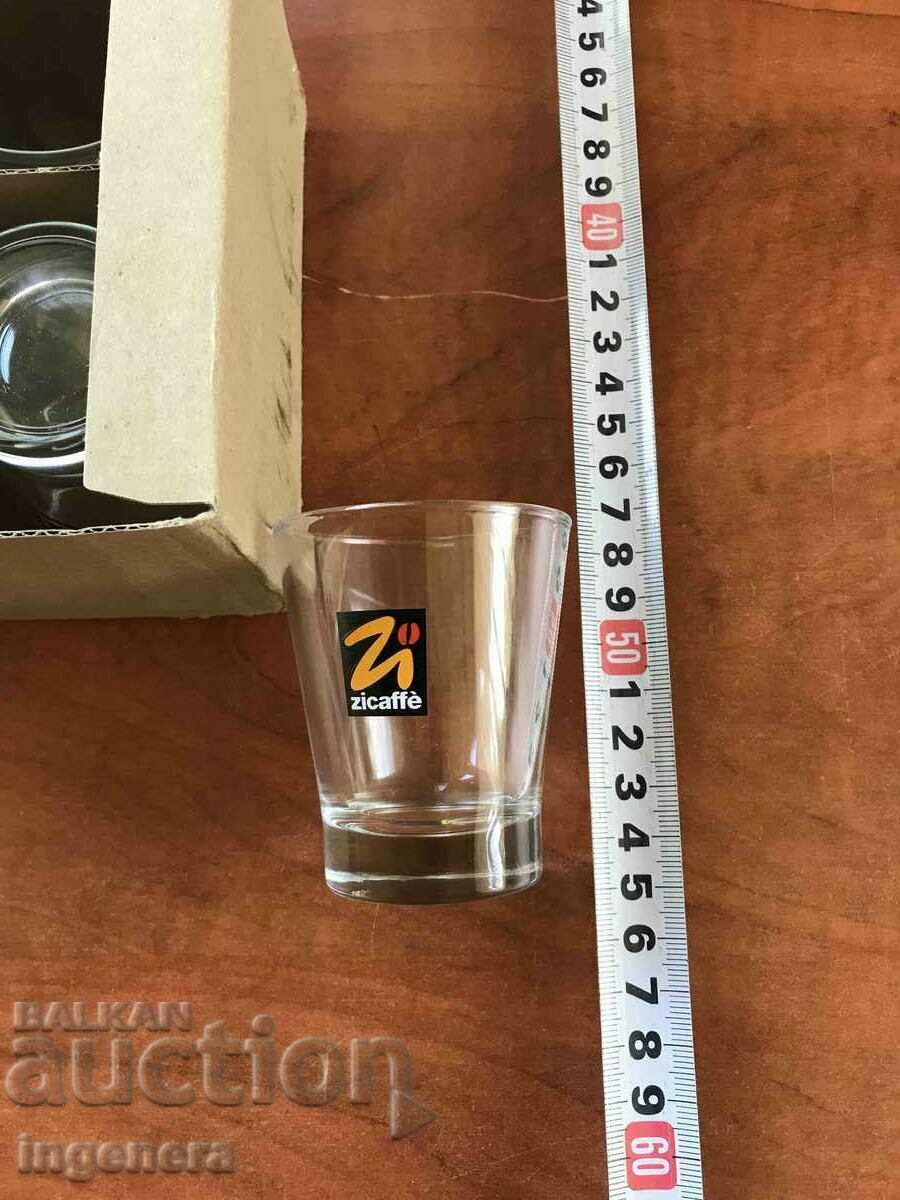 Auction  GLASS ZICAFFE ESPRESSO GLASS NEW 6 PCS.SERVICE