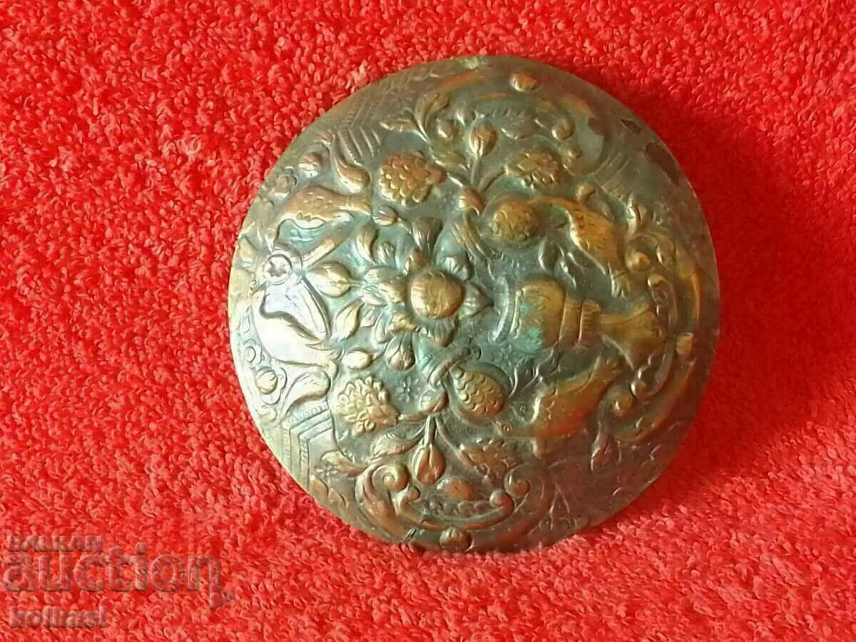 Auction  Old metal copper panel birds flowers Obkov Tepelak