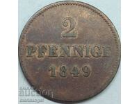 2 pfennig 1849 Bavaria Germania