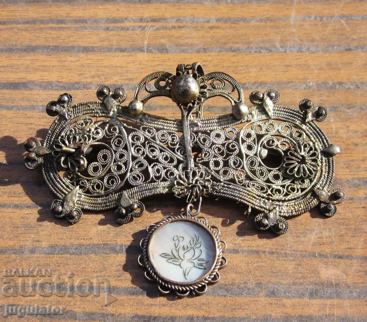 Auction Bulgarian Renaissance folklore silver jewelry filigree Auction Bulgarian Renaissance folklore silver jewelry filigree