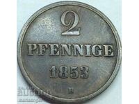 2 Pfennig 1853 Germania Hanovra