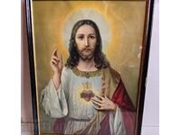 LARGE PERFECT OLD LITHOGRAPH JESUS CHRIST BIBLE CROSS