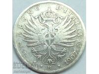 1 lira 1907 Italia Victor Emmanuel argint - destul de rar