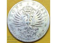 1 лира 1902 Италия Виктор Емануил сребро - доста рядка