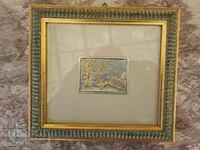 Picture on silver plate with frame