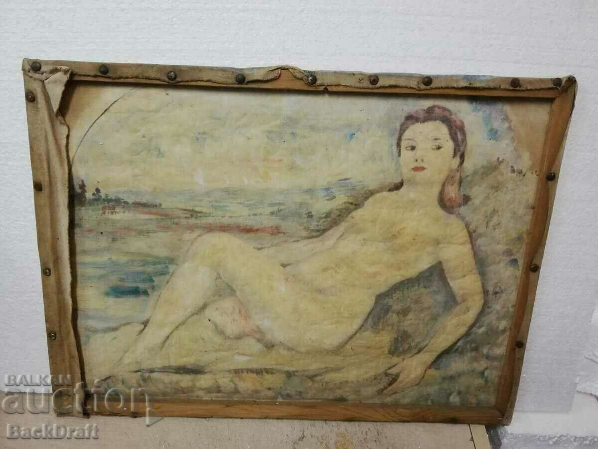 Auction Old Oil Painting Canvas Erotica Nude Female Body Auction Old Oil Painting Canvas Erotica Nude Female Body