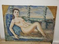 Pictură în ulei veche Pânză Erotica Nud Corp feminin