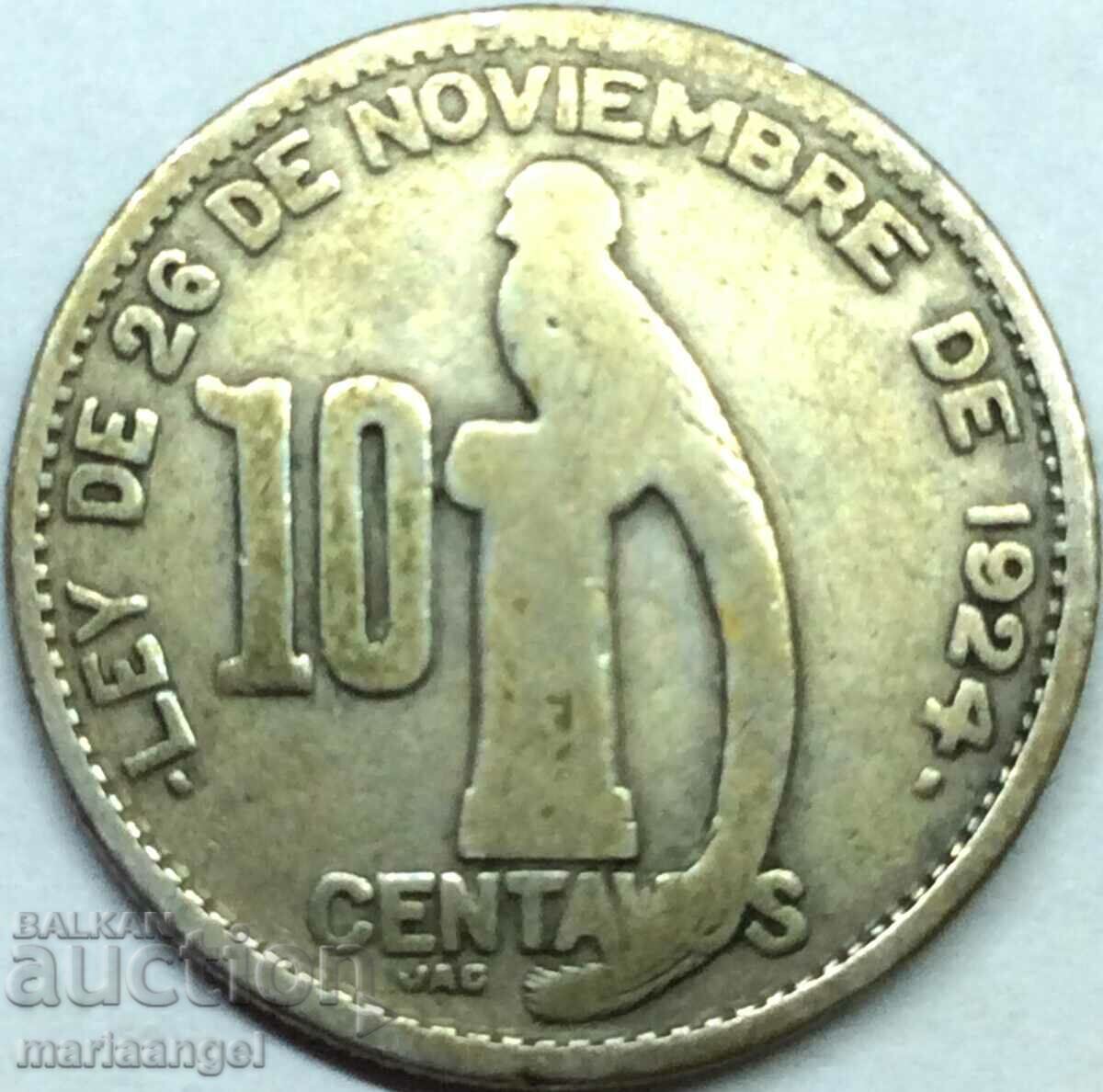 Guatemala 10 centavos 1948 20mm silver
