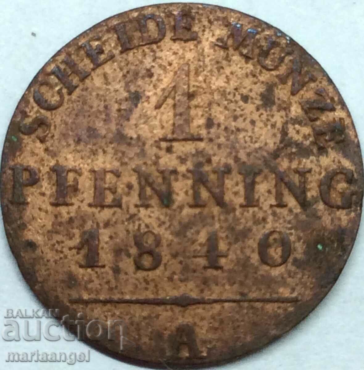 1 pfennig 1840 Prusia Germania - excl. un an rar