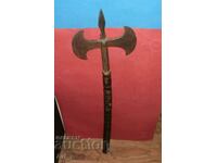 Professional old battle replica of a double-headed battle axe