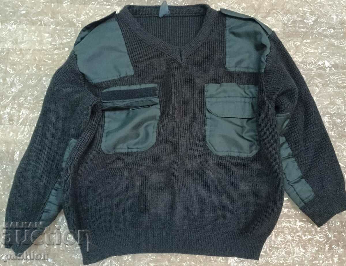 Black Navy Military Sweater 50% Wool 50%