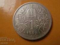 Monedă rară de argint 1 coroană / coroană 1902