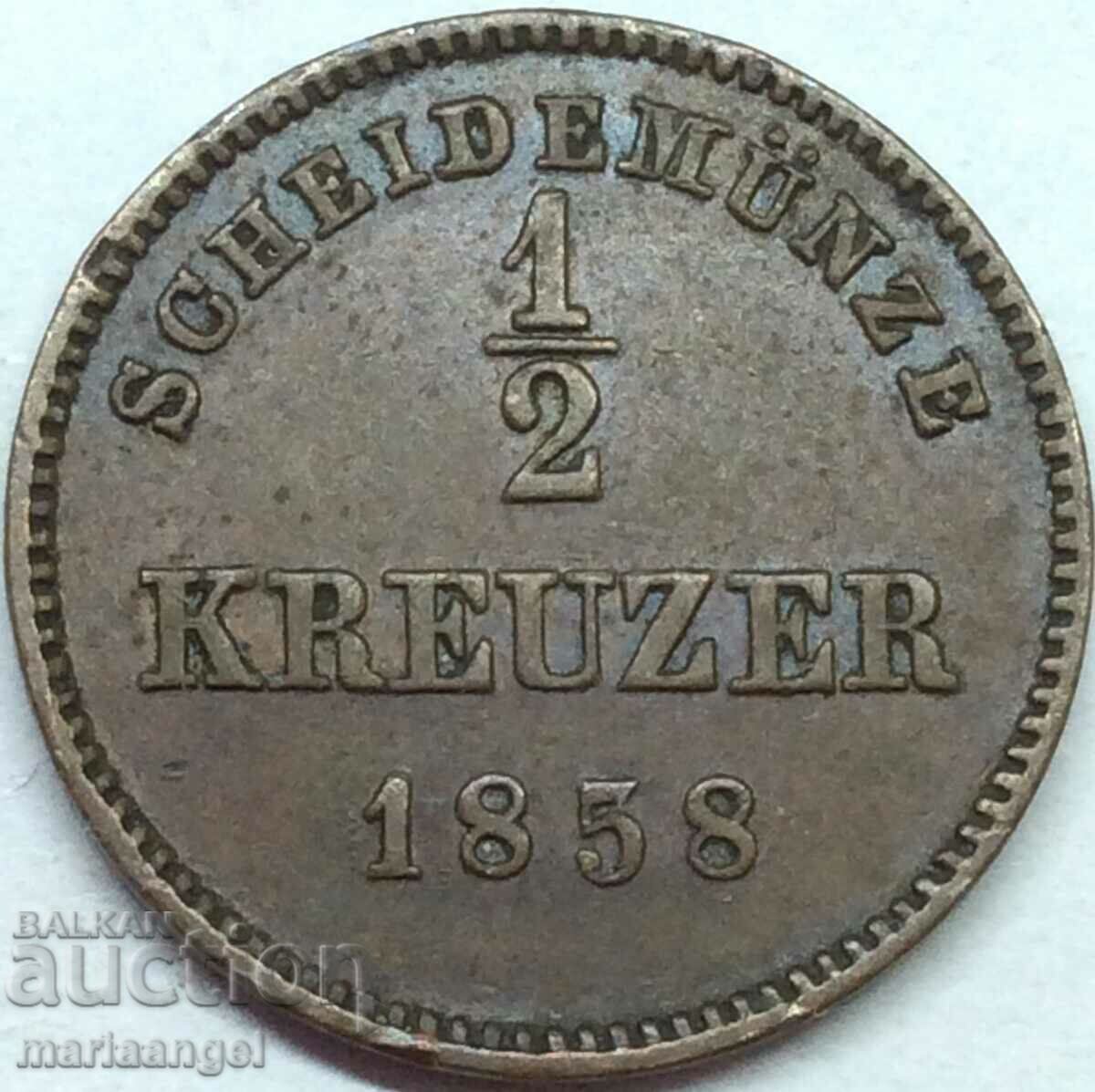 1/2 Kreuzer 1858 Württemberg Germany