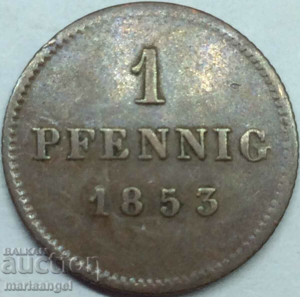 1 pfennig 1853 Bavaria Germania