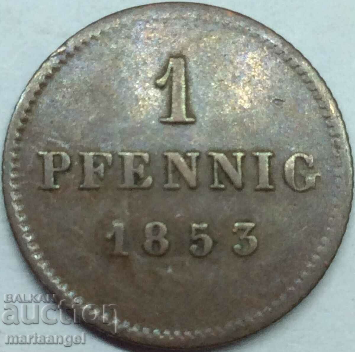 1 pfennig 1853 Βαυαρία Γερμανία