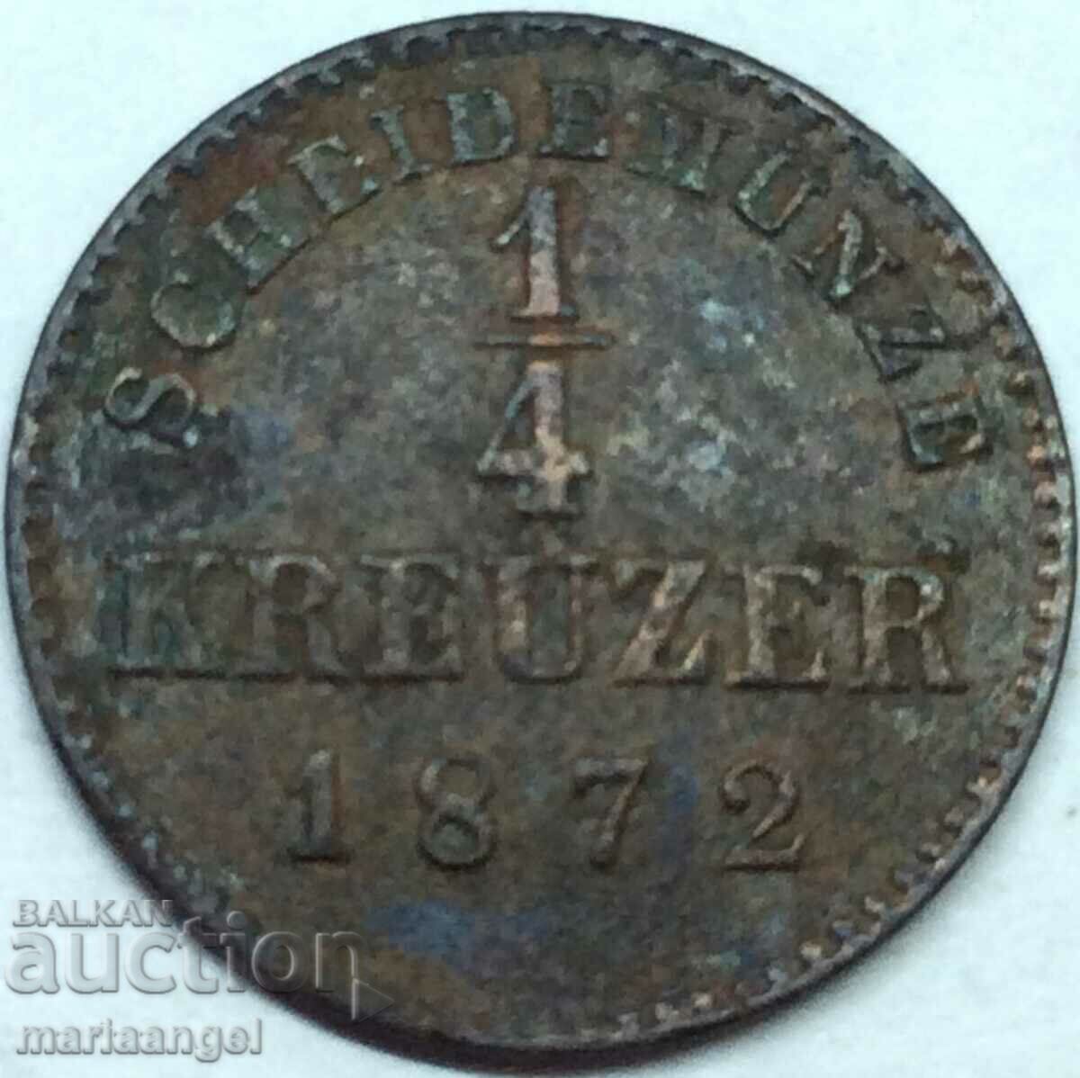 1/4 Kreuzer 1872 Württemberg Germany - rare