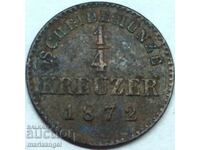 1/4 Kreuzer 1872 Württemberg Germany - rare