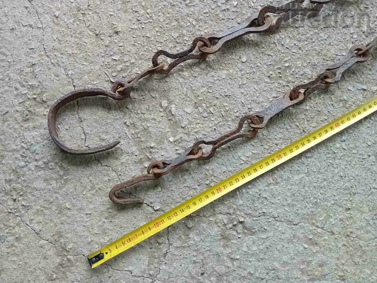 Old wrought iron chain with hook, hearth chain hook chain with price 41.00 BGN | € 20.96 Old wrought iron chain with hook, hearth chain hook chain with price 41.00 BGN | € 20.96