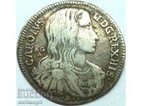 Napoli 20 de boabe Carol al II-lea Spaniol Italia argint - rare